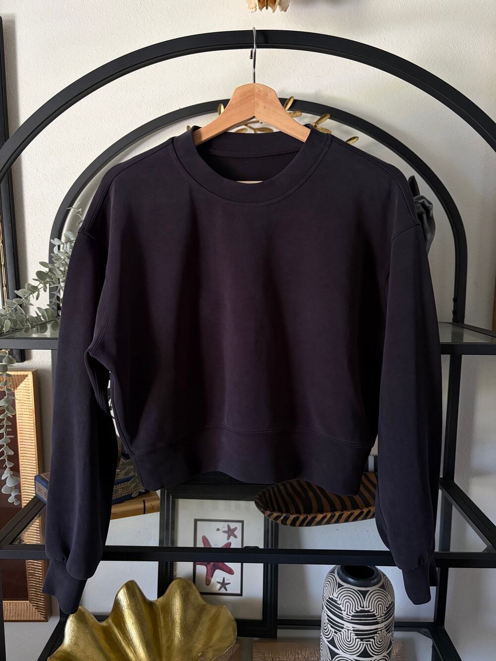 Lululemon Softstreme Perfectly Oversized Cropped Crew Sweatshirt Black